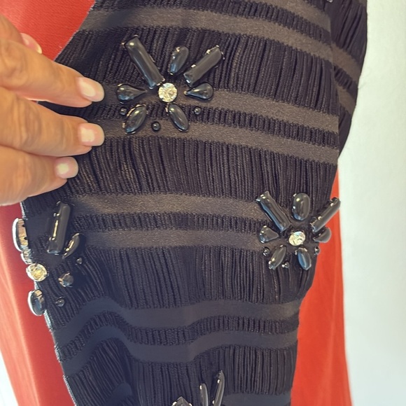 Line & Dot color block muni dress embellished beaded accent statement sleeves M - Picture 6 of 17